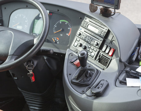 entro Bus - Interior view of modern Mercedes coaches with Driver Seat