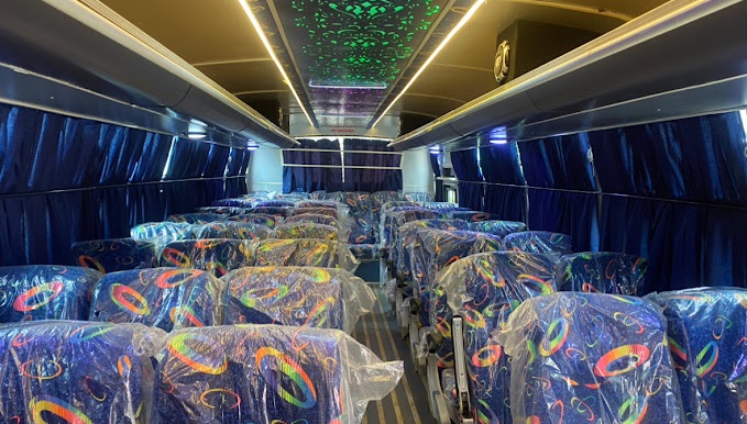 Sentro Bus - Interior view of modern Mercedes coaches with seating